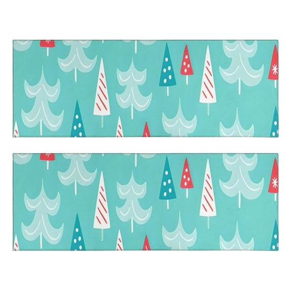 Kitchen Rugs Sets Of 2,Turquoise Christmas Tree Pattern Anti Fatigue Kitchen Mat Rugs Non Slip Washable,Decorative Kitchen Floor Mats for Kitchen,Sink,Laundry,17"X47"