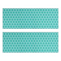 Kitchen Rugs Sets Of 2,Turquoise Geometric Quatrefoil Pattern Anti Fatigue Kitchen Mat Rugs Non Slip Washable,Decorative Kitchen Floor Mats for Kitchen,Sink,Laundry,17"X47"