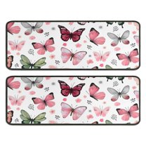 Kitchen Rugs Sets Of 2,White Butterfly Pattern Anti Fatigue Kitchen Mat Rugs Non Slip Washable,Decorative Kitchen Floor Mats for Kitchen,Sink,Laundry,17"x47" 17"x47"