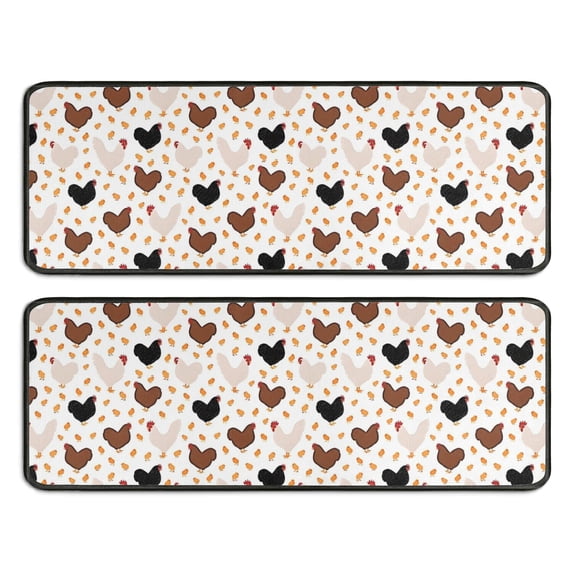 Kitchen Rugs Sets Of 2,White Chicken Heart Pattern Anti Fatigue Kitchen Mat Rugs Non Slip Washable,Decorative Kitchen Floor Mats for Kitchen,Sink,Laundry,17"x47"+17"x47"