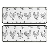 Kitchen Rugs Sets Of 2,White Chicken Sketch Pattern Anti Fatigue Kitchen Mat Rugs Non Slip Washable,Decorative Kitchen Floor Mats for Kitchen,Sink,Laundry,17"x47" 17"x47"