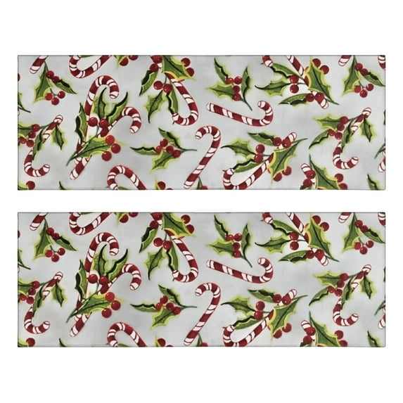 Kitchen Rugs Sets Of 2,White Christmas Candy Cane Pattern Anti Fatigue Kitchen Mat Rugs Non Slip Washable,Decorative Kitchen Floor Mats for Kitchen,Sink,Laundry,17"X47"