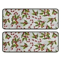 Kitchen Rugs Sets Of 2,White Christmas Candy Cane Pattern Anti Fatigue Kitchen Mat Rugs Non Slip Washable,Decorative Kitchen Floor Mats for Kitchen,Sink,Laundry,17"x47" 17"x47"