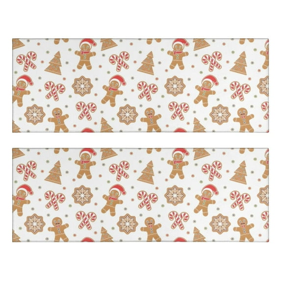 Kitchen Rugs Sets Of 2,White Christmas Gingerbread Man Pattern Anti Fatigue Kitchen Mat Rugs Non Slip Washable,Decorative Kitchen Floor Mats for Kitchen,Sink,Laundry,17"X47"