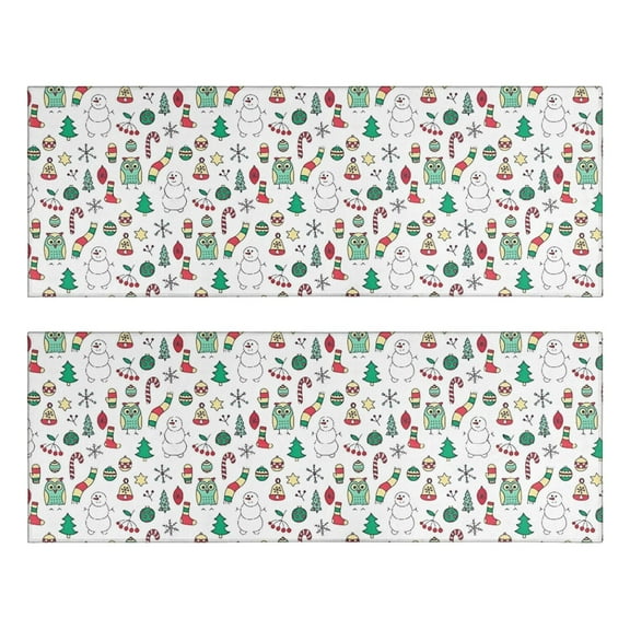 Kitchen Rugs Sets Of 2,White Christmas Icon Pattern Anti Fatigue Kitchen Mat Rugs Non Slip Washable,Decorative Kitchen Floor Mats for Kitchen,Sink,Laundry,17"X47"
