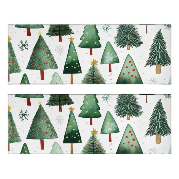 Kitchen Rugs Sets Of 2,White Christmas Tree Pattern Anti Fatigue Kitchen Mat Rugs Non Slip Washable,Decorative Kitchen Floor Mats for Kitchen,Sink,Laundry,17"X47"