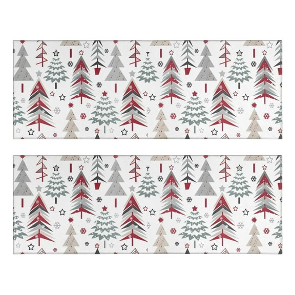 Kitchen Rugs Sets Of 2,White Christmas Tree Pattern Anti Fatigue Kitchen Mat Rugs Non Slip Washable,Decorative Kitchen Floor Mats for Kitchen,Sink,Laundry,17"X47"