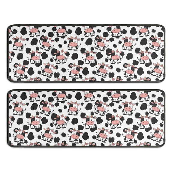 Kitchen Rugs Sets Of 2,White Cow Black Spot Pattern Anti Fatigue Kitchen Mat Rugs Non Slip Washable,Decorative Kitchen Floor Mats for Kitchen,Sink,Laundry,17"x47"+17"x47"