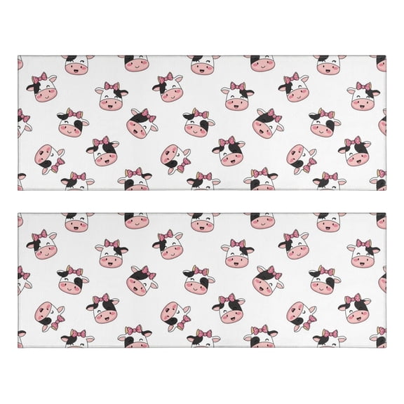 Kitchen Rugs Sets Of 2,White Cow Bow Pattern Anti Fatigue Kitchen Mat Rugs Non Slip Washable,Decorative Kitchen Floor Mats for Kitchen,Sink,Laundry,17"X47"