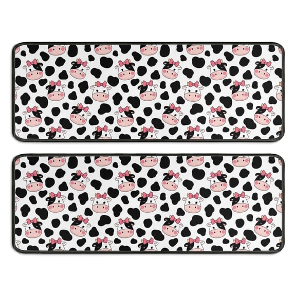 Kitchen Rugs Sets Of 2,White Cow Bow Pattern Anti Fatigue Kitchen Mat Rugs Non Slip Washable,Decorative Kitchen Floor Mats for Kitchen,Sink,Laundry,17"x47"+17"x47"