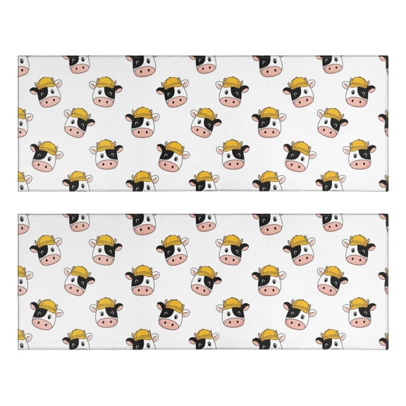 Kitchen Rugs Sets Of 2,White Cow Engineer Pattern Anti Fatigue Kitchen Mat Rugs Non Slip Washable,Decorative Kitchen Floor Mats for Kitchen,Sink,Laundry,17"X47"
