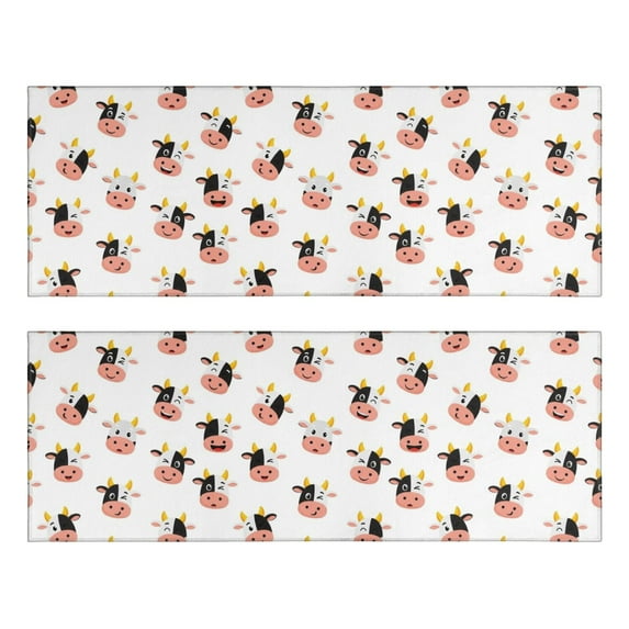 Kitchen Rugs Sets Of 2,White Cow Face Pattern Anti Fatigue Kitchen Mat Rugs Non Slip Washable,Decorative Kitchen Floor Mats for Kitchen,Sink,Laundry,17"X47"