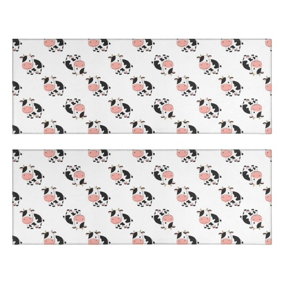 Kitchen Rugs Sets Of 2,White Cow Flip Pattern Anti Fatigue Kitchen Mat Rugs Non Slip Washable,Decorative Kitchen Floor Mats for Kitchen,Sink,Laundry,17"X47"