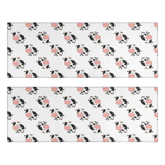 Kitchen Rugs Sets Of 2,White Cow Flip Pattern Anti Fatigue Kitchen Mat Rugs Non Slip Washable,Decorative Kitchen Floor Mats for Kitchen,Sink,Laundry,17"X47"