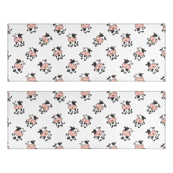 Kitchen Rugs Sets Of 2,White Cow Happy Pattern Anti Fatigue Kitchen Mat Rugs Non Slip Washable,Decorative Kitchen Floor Mats for Kitchen,Sink,Laundry,17"X47"