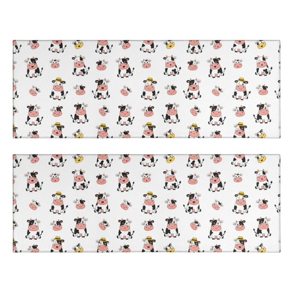 Kitchen Rugs Sets Of 2,White Cow Hat Pattern Anti Fatigue Kitchen Mat Rugs Non Slip Washable,Decorative Kitchen Floor Mats for Kitchen,Sink,Laundry,17"X47"