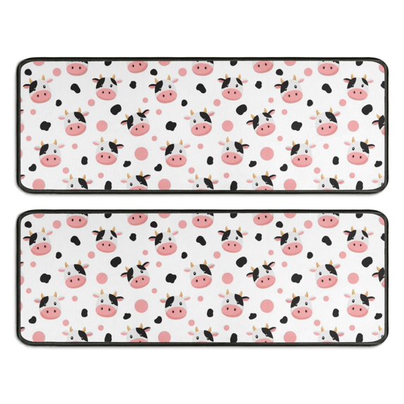 Kitchen Rugs Sets Of 2,White Cow Head Dot Pattern Anti Fatigue Kitchen Mat Rugs Non Slip Washable,Decorative Kitchen Floor Mats for Kitchen,Sink,Laundry,17"x47"+17"x47"