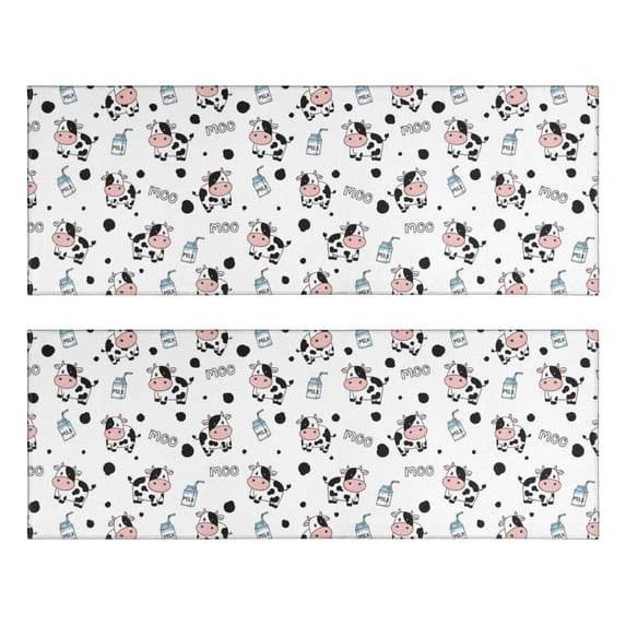 Kitchen Rugs Sets Of 2,White Cow Milk Moo Pattern Anti Fatigue Kitchen Mat Rugs Non Slip Washable,Decorative Kitchen Floor Mats for Kitchen,Sink,Laundry,17"X47"