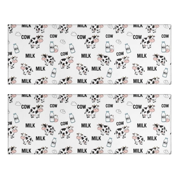Kitchen Rugs Sets Of 2,White Cow Milk Pattern Anti Fatigue Kitchen Mat Rugs Non Slip Washable,Decorative Kitchen Floor Mats for Kitchen,Sink,Laundry,17"X47"