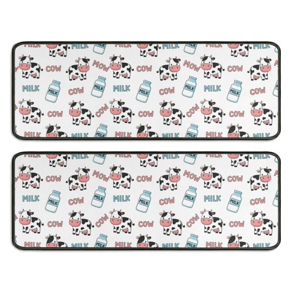 Kitchen Rugs Sets Of 2,White Cow Milk Pattern Anti Fatigue Kitchen Mat Rugs Non Slip Washable,Decorative Kitchen Floor Mats for Kitchen,Sink,Laundry,17"x47"+17"x47"