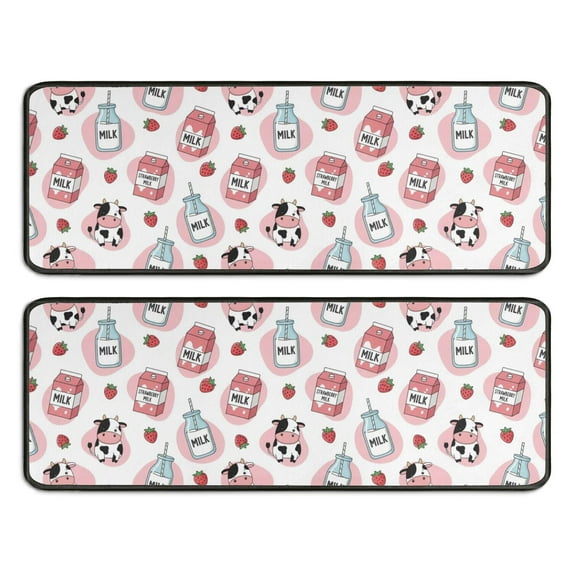 Kitchen Rugs Sets Of 2,White Cow Milk Pattern Anti Fatigue Kitchen Mat Rugs Non Slip Washable,Decorative Kitchen Floor Mats for Kitchen,Sink,Laundry,17"x47"+17"x47"