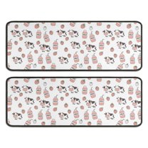 Kitchen Rugs Sets Of 2,White Cow Milk Strawberry Pattern Anti Fatigue Kitchen Mat Rugs Non Slip Washable,Decorative Kitchen Floor Mats for Kitchen,Sink,Laundry,17"x47" 17"x47"