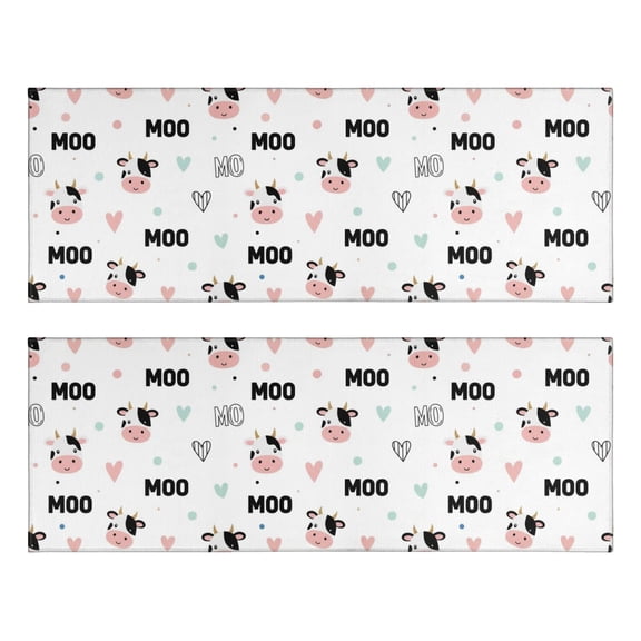 Kitchen Rugs Sets Of 2,White Cow Moo Pattern Anti Fatigue Kitchen Mat Rugs Non Slip Washable,Decorative Kitchen Floor Mats for Kitchen,Sink,Laundry,17"X47"