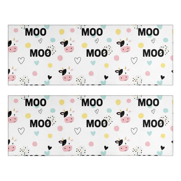 Kitchen Rugs Sets Of 2,White Cow Moo Pattern Anti Fatigue Kitchen Mat Rugs Non Slip Washable,Decorative Kitchen Floor Mats for Kitchen,Sink,Laundry,17"X47"