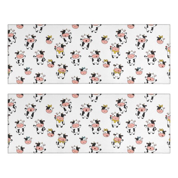 Kitchen Rugs Sets Of 2,White Cow Scarf Pattern Anti Fatigue Kitchen Mat Rugs Non Slip Washable,Decorative Kitchen Floor Mats for Kitchen,Sink,Laundry,17"X47"