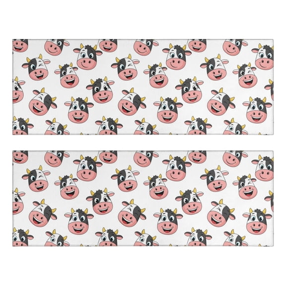 Kitchen Rugs Sets Of 2,White Cow Smile Pattern Anti Fatigue Kitchen Mat Rugs Non Slip Washable,Decorative Kitchen Floor Mats for Kitchen,Sink,Laundry,17"X47"