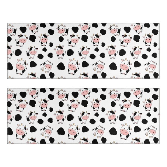 Kitchen Rugs Sets Of 2,White Cow Spot Pattern Anti Fatigue Kitchen Mat Rugs Non Slip Washable,Decorative Kitchen Floor Mats for Kitchen,Sink,Laundry,17"X47"