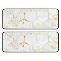 Kitchen Rugs Sets Of 2,White Gold Leaf Marble Pattern Anti Fatigue Kitchen Mat Rugs Non Slip Washable,Decorative Kitchen Floor Mats for Kitchen,Sink,Laundry,17"x47" 17"x47"