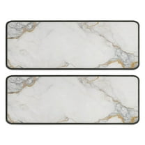Kitchen Rugs Sets Of 2,White Gold Marble Pattern Anti Fatigue Kitchen Mat Rugs Non Slip Washable,Decorative Kitchen Floor Mats for Kitchen,Sink,Laundry,17"x47" 17"x47"