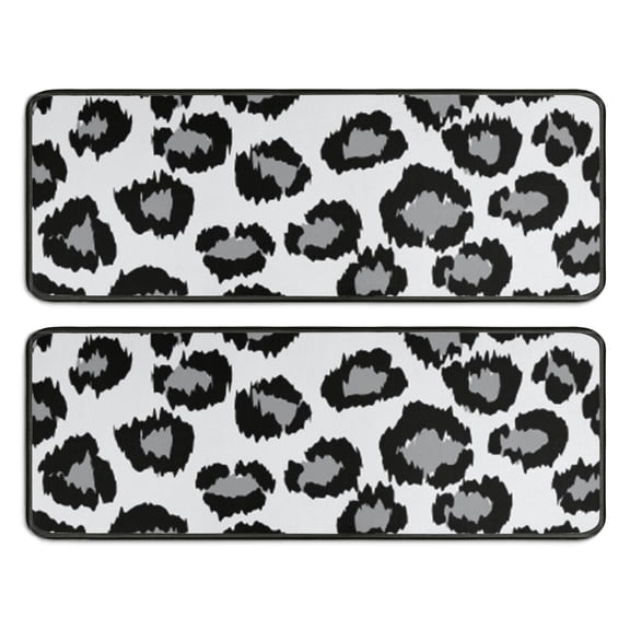 Kitchen Rugs Sets Of 2,White and Gray Of Leopard Print Anti Fatigue Kitchen Mat Rugs Non Slip Washable,Decorative Kitchen Floor Mats for Kitchen,Sink,Laundry,17"x47"+17"x47"