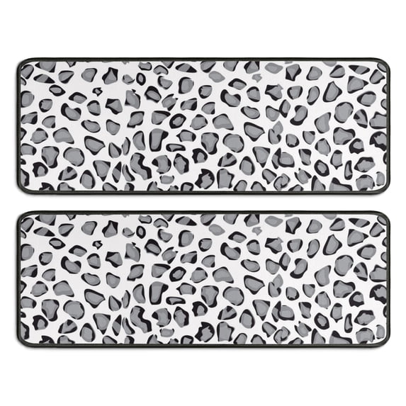 Kitchen Rugs Sets Of 2,White and Gray Of Leopard Print Anti Fatigue Kitchen Mat Rugs Non Slip Washable,Decorative Kitchen Floor Mats for Kitchen,Sink,Laundry,17"x47"+17"x47"