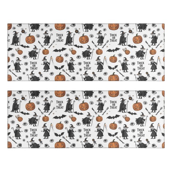 Kitchen Rugs Sets Of 2,White Halloween Witch Pumpkin Pattern Anti Fatigue Kitchen Mat Rugs Non Slip Washable,Decorative Kitchen Floor Mats for Kitchen,Sink,Laundry,17"X47"