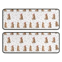 Kitchen Rugs Sets Of 2,White Highland Cow Floral Pattern Anti Fatigue Kitchen Mat Rugs Non Slip Washable,Decorative Kitchen Floor Mats for Kitchen,Sink,Laundry,17"x47" 17"x47"