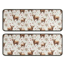 Kitchen Rugs Sets Of 2,White Highland Cow Flower Butterfly Pattern Anti Fatigue Kitchen Mat Rugs Non Slip Washable,Decorative Kitchen Floor Mats for Kitchen,Sink,Laundry,17"x47" 17"x47"