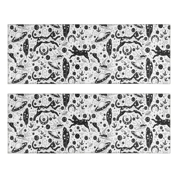 Kitchen Rugs Sets Of 2,White Planet Cat Feather Pattern Anti Fatigue Kitchen Mat Rugs Non Slip Washable,Decorative Kitchen Floor Mats for Kitchen,Sink,Laundry,17"X47"