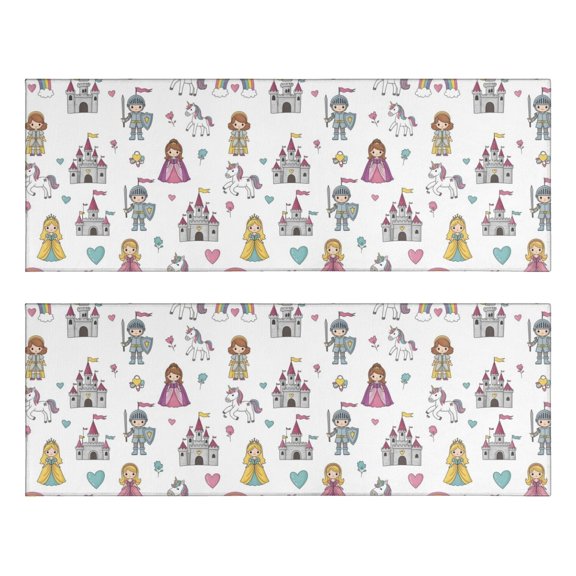 Kitchen Rugs Sets Of 2,White Princess Knight Pattern Anti Fatigue Kitchen Mat Rugs Non Slip Washable,Decorative Kitchen Floor Mats for Kitchen,Sink,Laundry,17"X47"