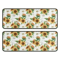 Kitchen Rugs Sets Of 2,White Sunflower Bouquet Pattern Anti Fatigue Kitchen Mat Rugs Non Slip Washable,Decorative Kitchen Floor Mats for Kitchen,Sink,Laundry,17"x47" 17"x47"