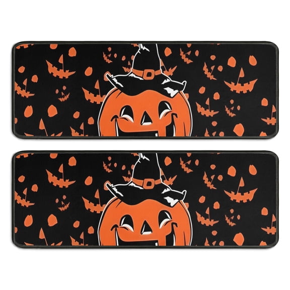 Kitchen Rugs Sets Of 2,Witch Pumpkin Halloween Pattern Anti Fatigue Kitchen Mat Rugs Non Slip Washable,Decorative Kitchen Floor Mats for Kitchen,Sink,Laundry,17"x47"+17"x47"