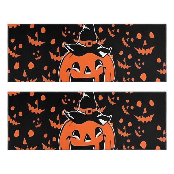 Kitchen Rugs Sets Of 2,Witch Pumpkin Halloween Pattern Anti Fatigue Kitchen Mat Rugs Non Slip Washable,Decorative Kitchen Floor Mats for Kitchen,Sink,Laundry,17"X47"