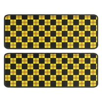 Kitchen Rugs Sets Of 2,Yellow and Black Checkerboard Checkered Pattern Anti Fatigue Kitchen Mat Rugs Non Slip Washable,Decorative Kitchen Floor Mats for Kitchen,Sink,Laundry,17"x47" 17"x47"