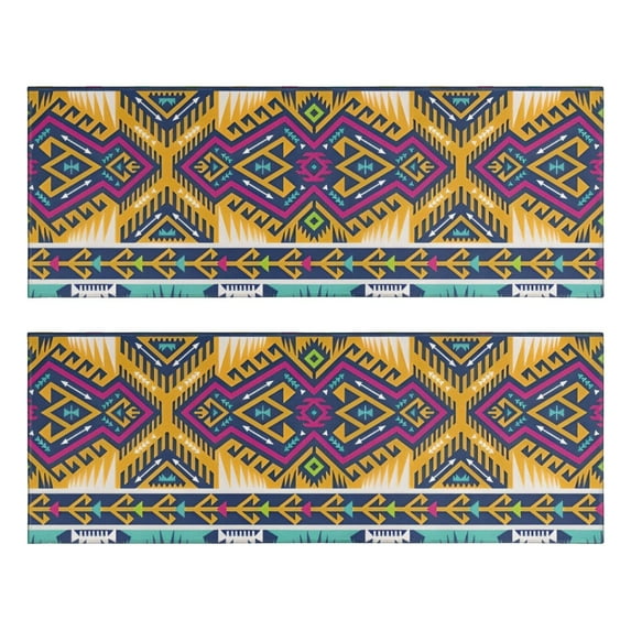 Kitchen Rugs Sets Of 2,Yellow Geometric Boho Pattern Anti Fatigue Kitchen Mat Rugs Non Slip Washable,Decorative Kitchen Floor Mats for Kitchen,Sink,Laundry,17"X47"