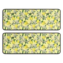Kitchen Rugs Sets Of 2,Yellow Lemon Fruit Flowers Yellow Pattern Anti Fatigue Kitchen Mat Rugs Non Slip Washable,Decorative Kitchen Floor Mats for Kitchen,Sink,Laundry,17"x47" 17"x47"