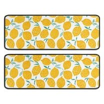 Kitchen Rugs Sets Of 2,Yellow Lemon Fruit Leaves White Pattern Anti Fatigue Kitchen Mat Rugs Non Slip Washable,Decorative Kitchen Floor Mats for Kitchen,Sink,Laundry,17"x47" 17"x47"
