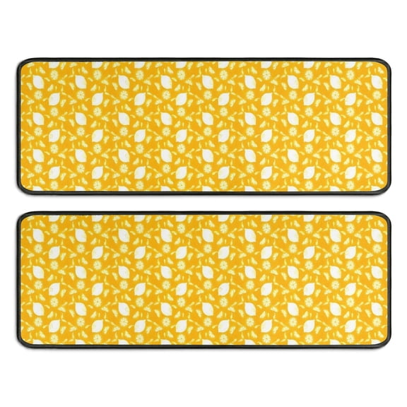 Kitchen Rugs Sets Of 2,Yellow Lemon Fruit Shapes Orange Pattern Anti Fatigue Kitchen Mat Rugs Non Slip Washable,Decorative Kitchen Floor Mats for Kitchen,Sink,Laundry,17"x47"+17"x47"
