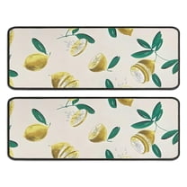 Kitchen Rugs Sets Of 2,Yellow Lemon Fruit Slices Beige Pattern Anti Fatigue Kitchen Mat Rugs Non Slip Washable,Decorative Kitchen Floor Mats for Kitchen,Sink,Laundry,17"x47" 17"x47"