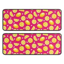 Kitchen Rugs Sets Of 2,Yellow Lemon Fruit Slices Pink Pattern Anti Fatigue Kitchen Mat Rugs Non Slip Washable,Decorative Kitchen Floor Mats for Kitchen,Sink,Laundry,17"x47" 17"x47"